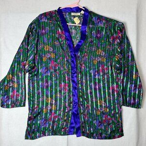 NWT Vintage Deadstock Victoria's Secret Floral Sheer Button Down Top Size Medium